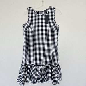 NWT Tommy Hilfiger Gingham Midi Dress Size 4 Black White Preppy